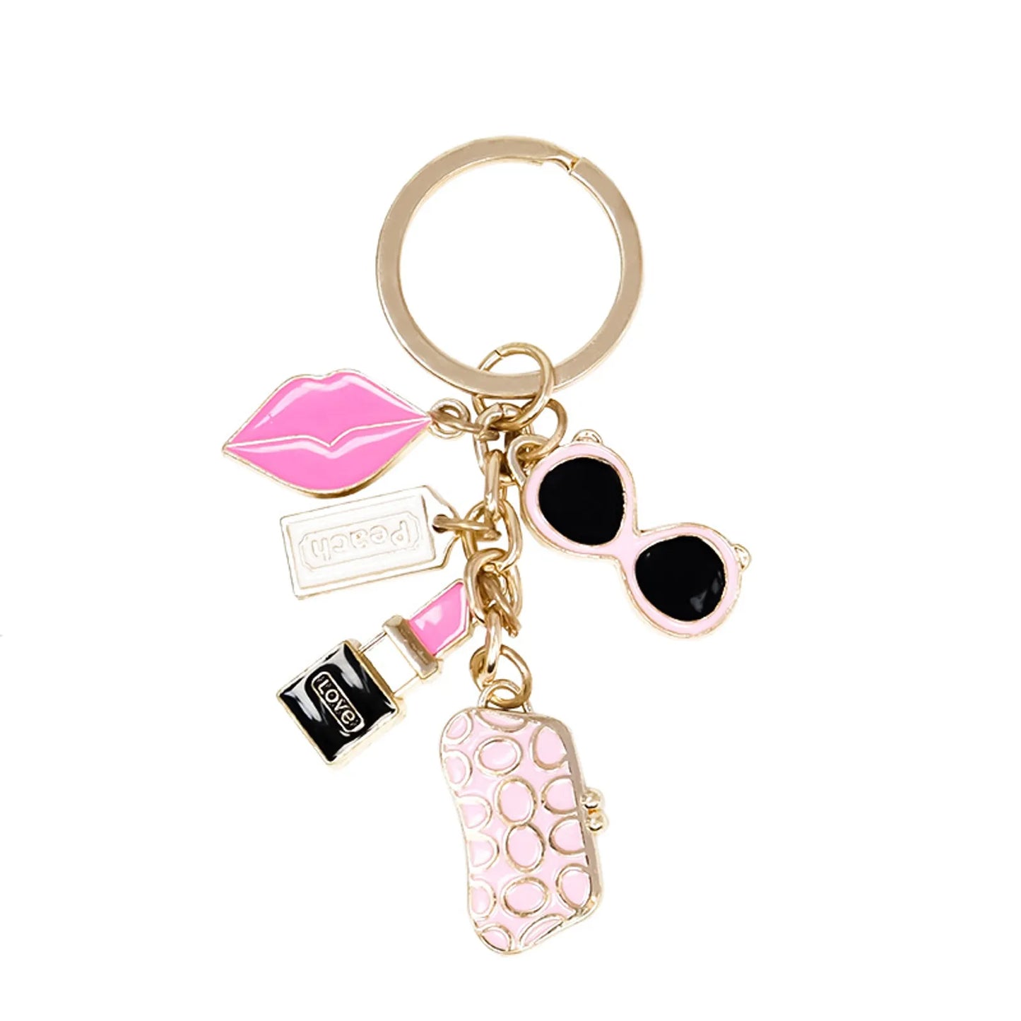 Pink And Gold Lip Keychain