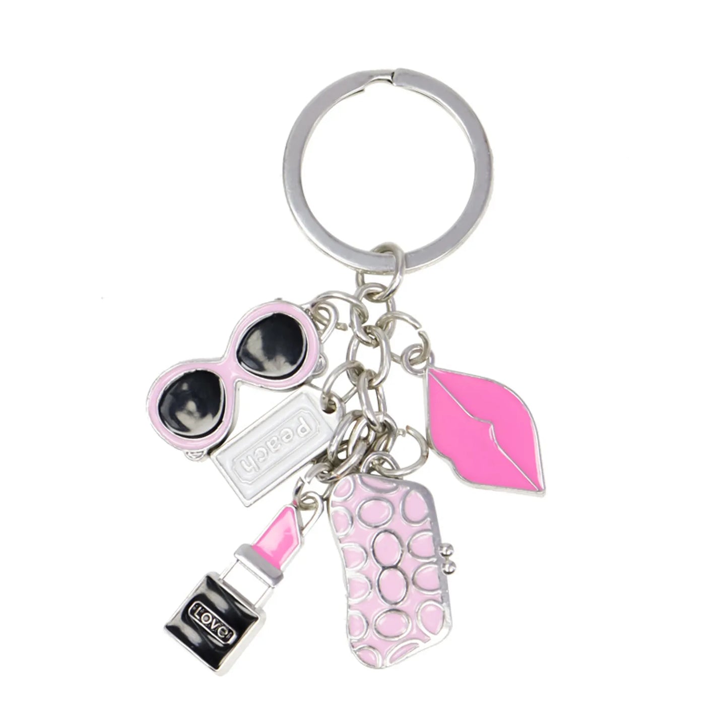 Pink And Silver Lip Keychain
