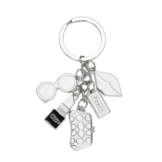 White And Silver Lips Keychain